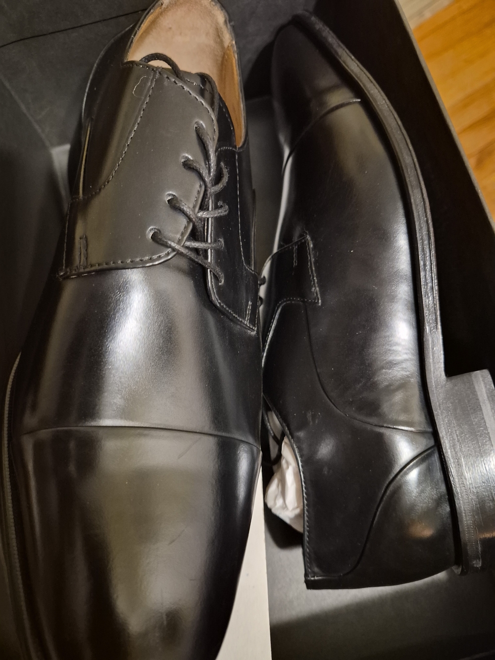Florsheim Imperial Black Leather Cap-Toe Derby Dress Shoes Size 7EEE